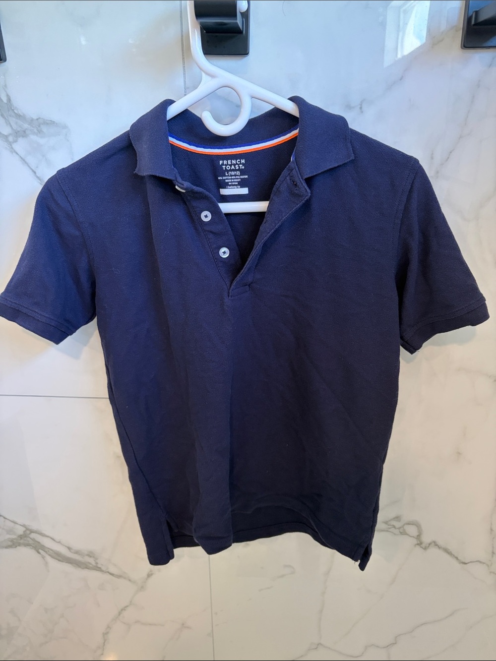 French Toast Navy Polo Shirt with Subtle Orange Trim